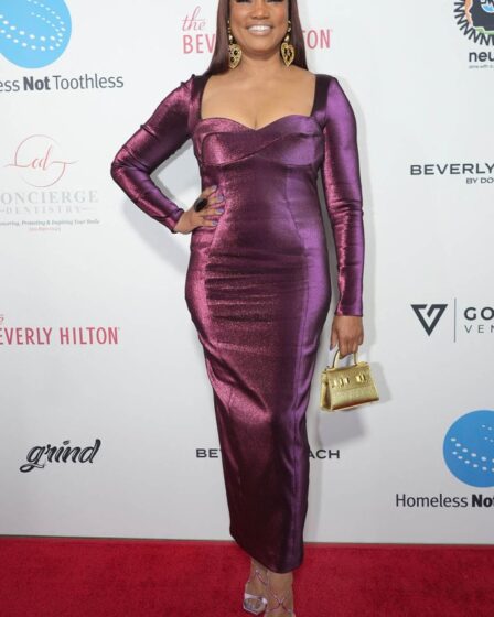 Garcelle Beauvais, Homeless Not Toothless Charity Gala, Red Carpet, Strappy Sandals