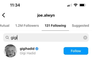 Joe Alwyn still follows gigi Hadid