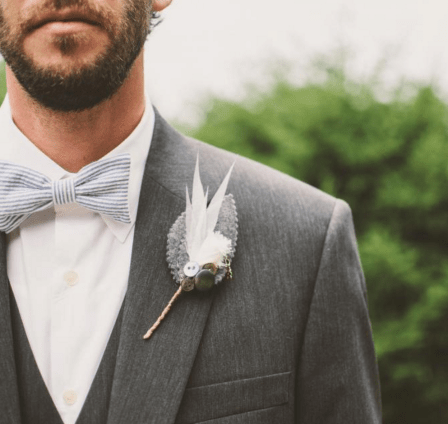 how to match your wedding date, wedding suit, wedding accessories, bow tie, tie, pocket square, lapel flower, summer suit, matching your date, should we match, outfit coordinating, men's summer style
