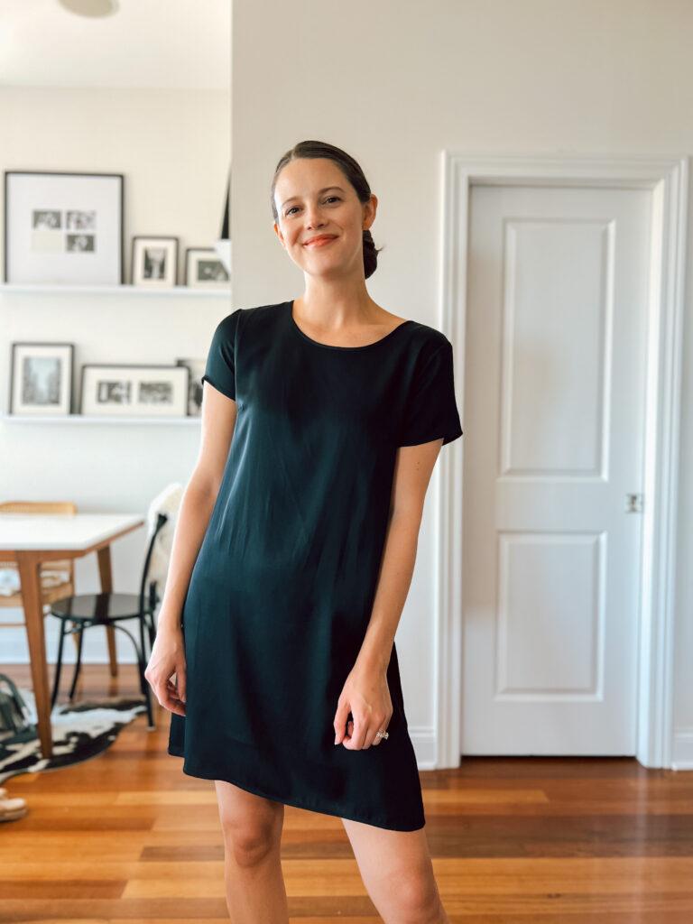 How to style a shirt dress + Quince washable silk shirt dress review