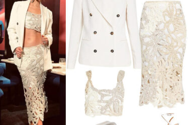 Jennifer Lopez: Linen Blazer, Crochet Skirt