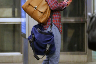 Katie Holmes heads to her final performance of 'The Wanderers' on the subway in New York City.