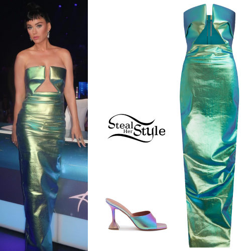 Katy Perry: Iridescent Dress and Sandals