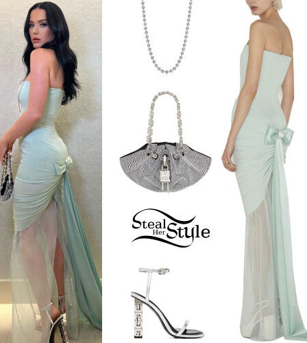 Katy Perry: Mint Bow Dress, Silver Shoes