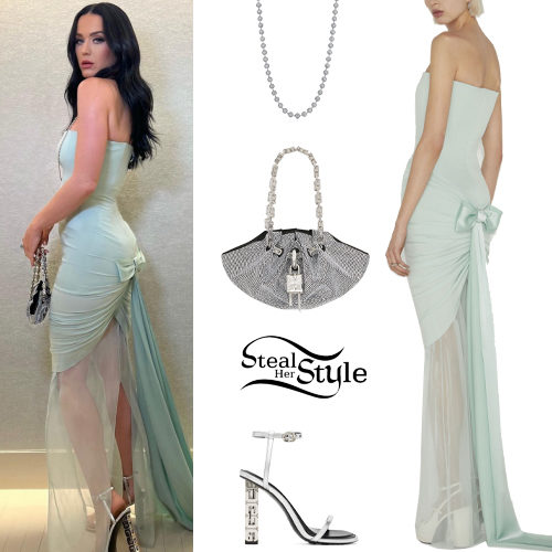 Katy Perry: Mint Bow Dress, Silver Shoes