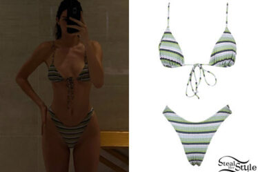 Kendall Jenner: Striped Triangle Bikini