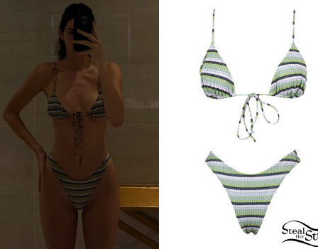 Kendall Jenner: Striped Triangle Bikini