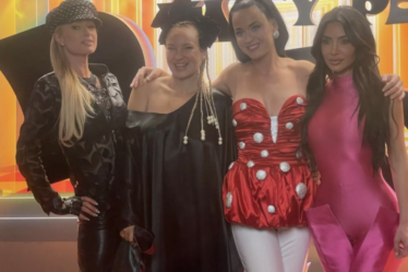 Paris Hilton, Sia, Kim Kardashian and North West watch Katy Perry's "Play" in Las Vegas.