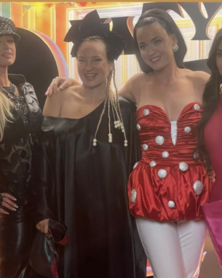 Paris Hilton, Sia, Kim Kardashian and North West watch Katy Perry's "Play" in Las Vegas.