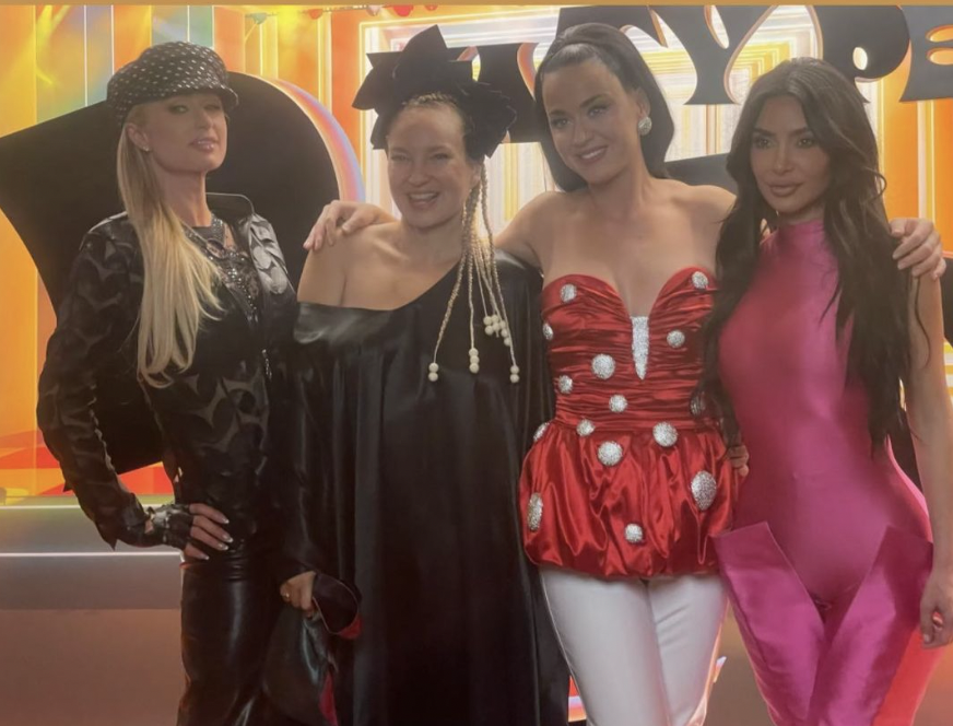 Paris Hilton, Sia, Kim Kardashian and North West watch Katy Perry's "Play" in Las Vegas. 