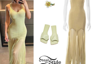 Kylie Jenner: Yellow Ribbed Dress and Sandals