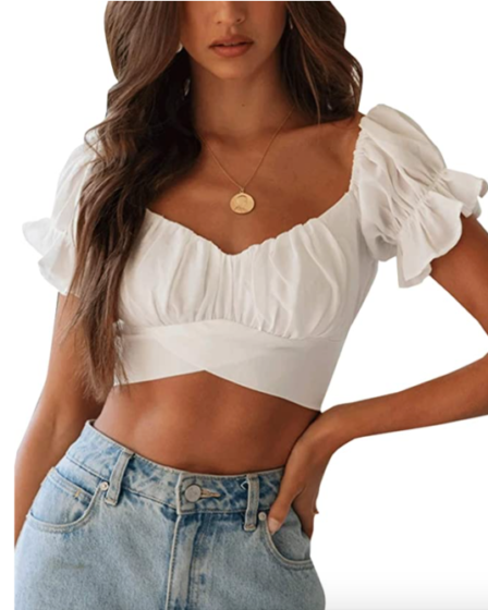 LYANER Ruffle Short Sleeve Crop Top Review: A $24 Amazon Essential