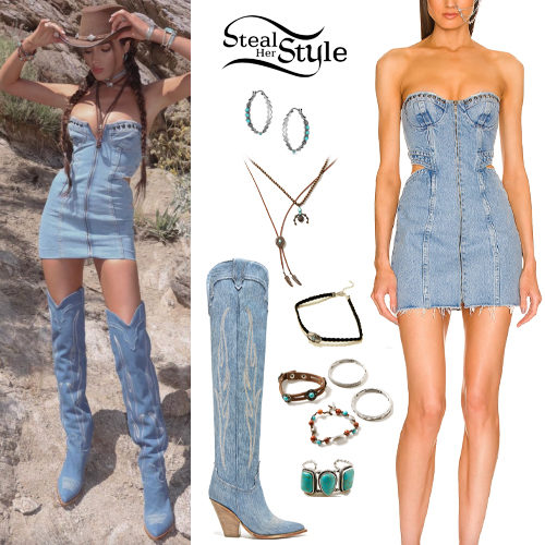 Olivia Culpo: Denim Dress and Boots