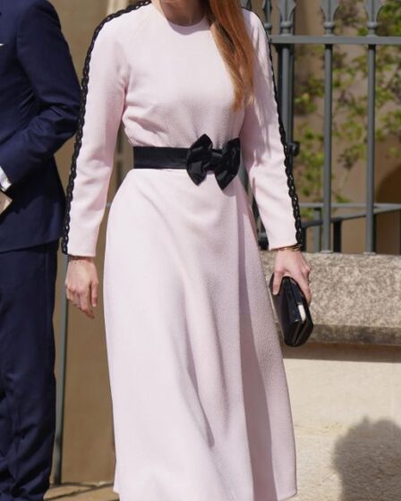 Britain's Princess Beatrice of York leaves after attending the Easter Mattins Service at St. George's Chapel, Windsor Castle on April 9, 2023. (Photo by Yui Mok / POOL / AFP) (Photo by YUI MOK/POOL/AFP via Getty Images)