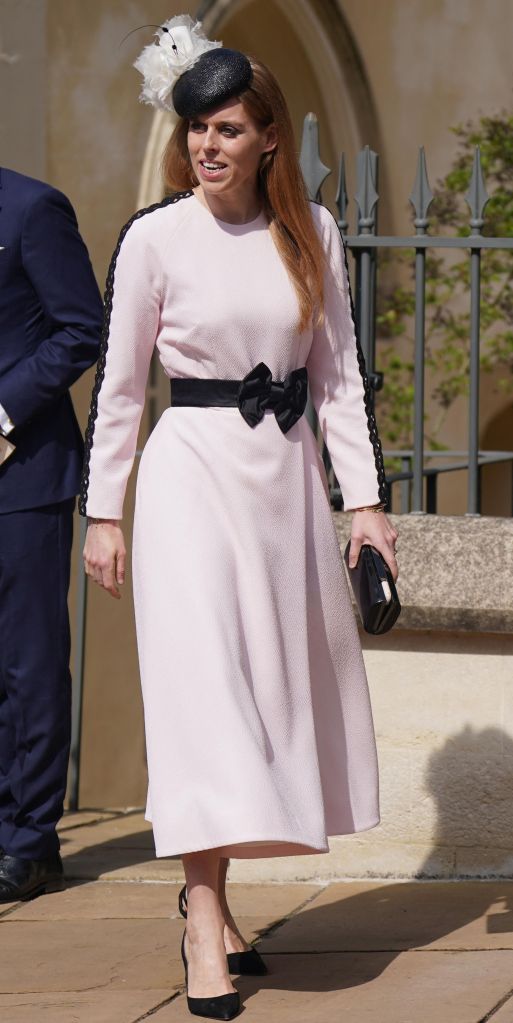 Britain's Princess Beatrice of York leaves after attending the Easter Mattins Service at St. George's Chapel, Windsor Castle on April 9, 2023. (Photo by Yui Mok / POOL / AFP) (Photo by YUI MOK/POOL/AFP via Getty Images)