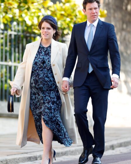 WINDSOR, UNITED KINGDOM - APRIL 09: (EMBARGOED FOR PUBLICATION IN UK NEWSPAPERS UNTIL 24 HOURS AFTER CREATE DATE AND TIME) Princess Eugenie and Jack Brooksbank attend the traditional Easter Sunday Mattins Service at St George's Chapel, Windsor Castle on April 9, 2023 in Windsor, England. (Photo by Max Mumby/Indigo/Getty Images)
