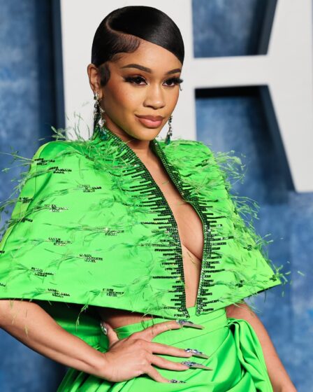 BEVERLY HILLS, CALIFORNIA - MARCH 12: Saweetie attends the 2023 Vanity Fair Oscar Party Hosted By Radhika Jones at Wallis Annenberg Center for the Performing Arts on March 12, 2023 in Beverly Hills, California. (Photo by Leon Bennett/FilmMagic)