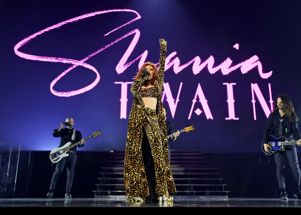 SPOKANE, WASHINGTON - APRIL 28: Shania Twain performs onstage during the Shania Twain 'Queen of Me' Global Tour Opener at Spokane Arena on April 28, 2023 in Spokane, Washington. (Photo by Kevin Mazur/Getty Images for Live Nation)