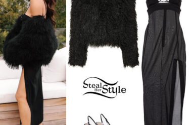 Shay Mitchell: Black Dress, PVC Shoes