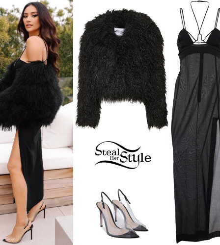 Shay Mitchell: Black Dress, PVC Shoes