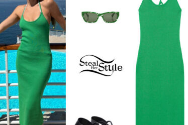 Sofia Richie: Green Dress, Black Sandals