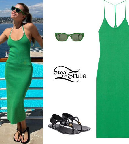 Sofia Richie: Green Dress, Black Sandals