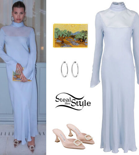 Sofia Richie: Light Blue Dress, Satin Pumps