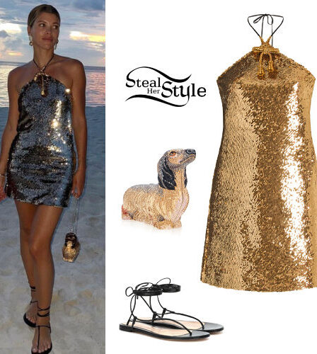Sofia Richie: Sequin Dress, Strappy Sandals