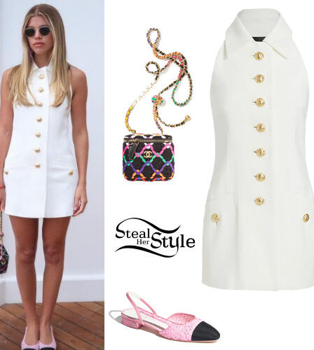 Sofia Richie: White Dress, Pink Bag
