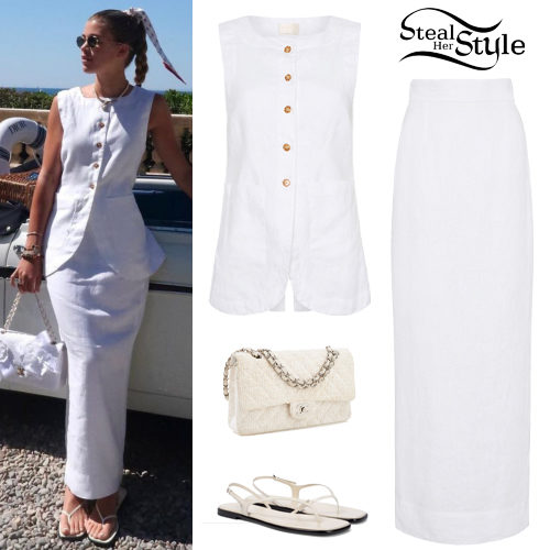 Sofia Richie: White Vest and Skirt