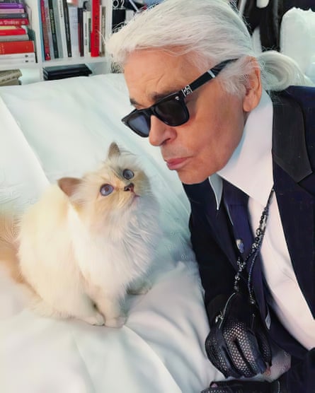 ‘She loves the lens’ …Choupette the cat, with Karl Lagerfeld.