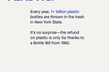 A social post from Rothy's new ad campaign in support of the New York Bottle Bill reads "give a dime about plastic."