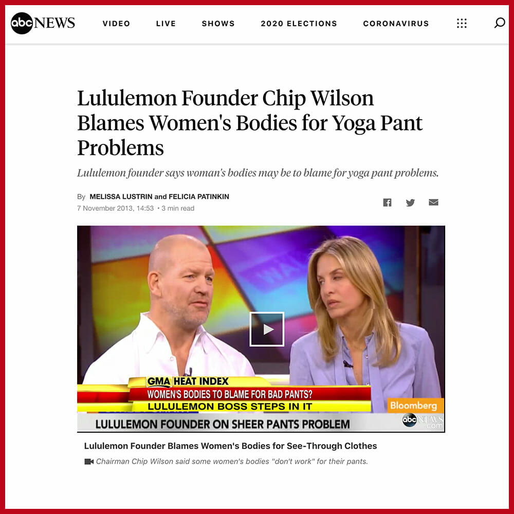 Lululemon Founder Chip Wilson Blames Women's Bodies for Yoga Pant Problems