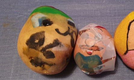 Painted Easter potatoes.