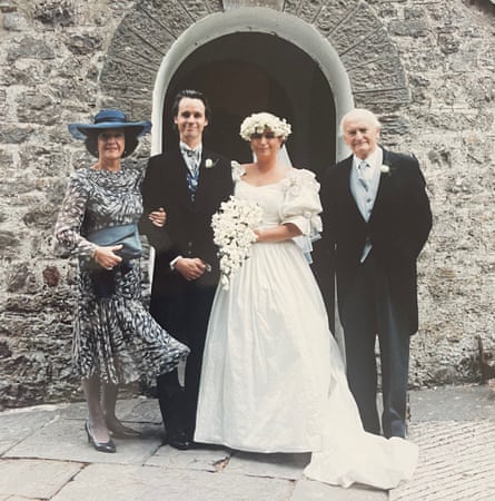 ‘As we left the church, my father suddenly collapsed and died in my arms. He was 65, exactly the age I am now as I write this’: Tim with his bride Rachel and his mum and dad