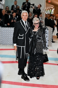 Baz Luhrmann and Catherine Martin at the 2023 Met Gala: Karl Lagerfeld: A Line of Beauty held at the Metropolitan Museum of Art on May 1, 2023 in New York, New York.
