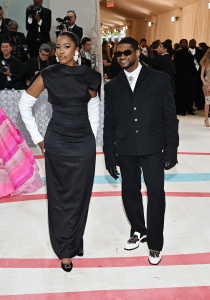 Bianca Saunders and Usher at the 2023 Met Gala: Karl Lagerfeld: A Line of Beauty held at the Metropolitan Museum of Art on May 1, 2023 in New York, New York.