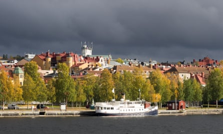 The MS Thomée moored on the waterfront at Östersund.