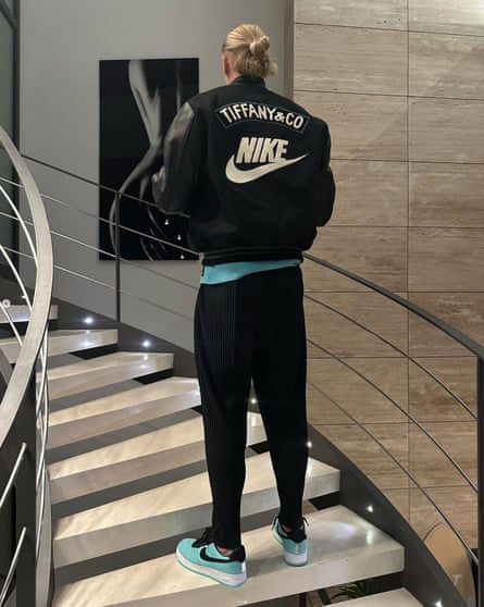 Erling Haaland in Nike and Tiffany bomber jacket and trainers