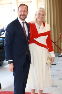 LONDON, ENGLAND - MAY 05: Haakon, Crown Prince of Norway and Mette-Marit, Crown Princess of Norway attends the Coronation Reception for overseas guests at Buckingham Palace on May 05, 2023 in London, England. (Photo by Chris Jackson/Getty Images)