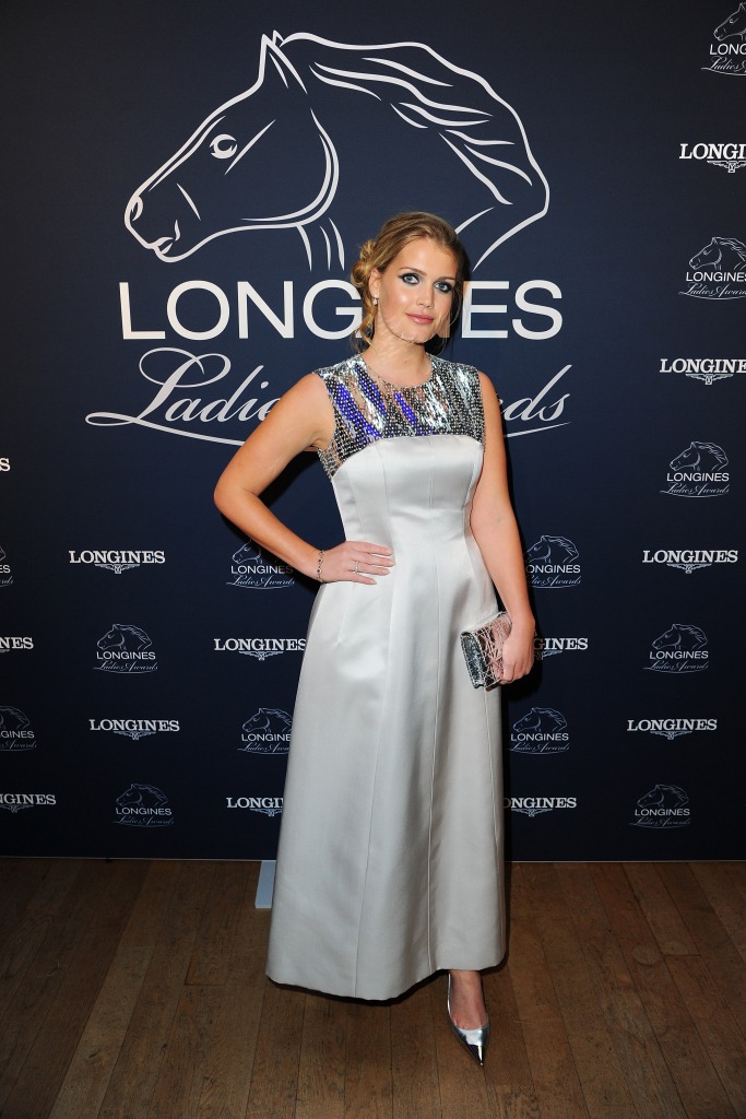 Lady Kitty Spencer pairs a silver dress with sharp metallic pumps at the Longines Ladies Awards in London on June, 13, 2016