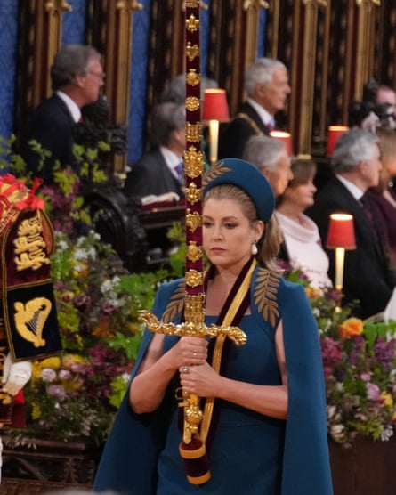Penny Mordaunt, carrying the Sword of State.
