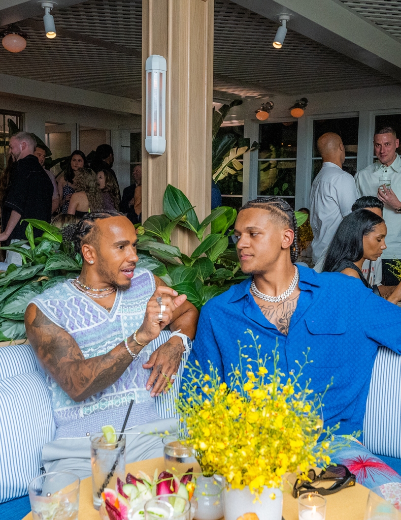 Lewis Hamilton and Paolo Banchero at a Sports Illustrated and Casamigos F1 dinner in Miami on May 8, 2023.