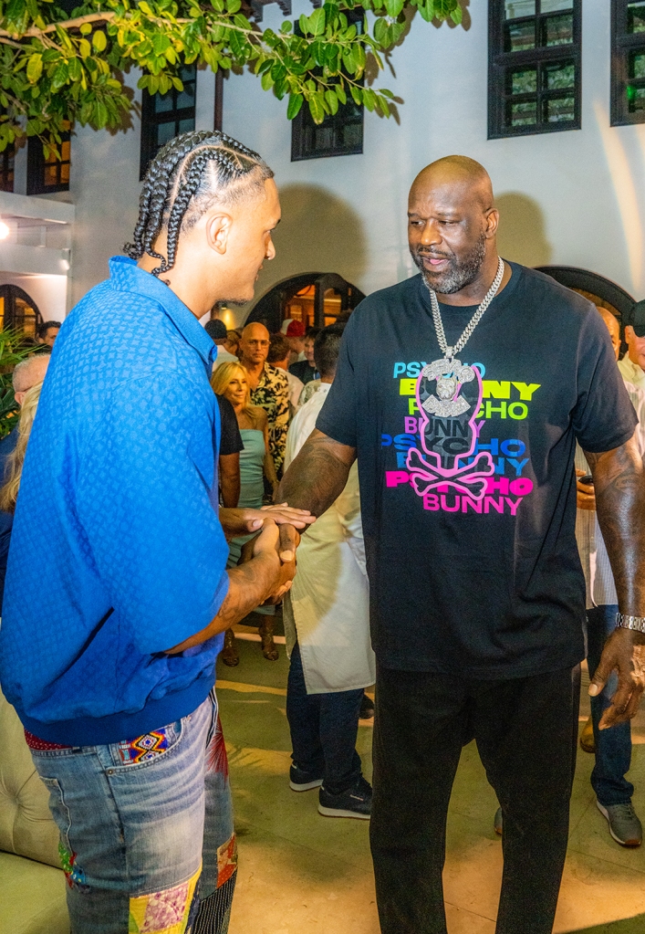 Shaq and Paolo Banchero at a Sports Illustrated and Casamigos F1 dinner in Miami on May 8, 2023.