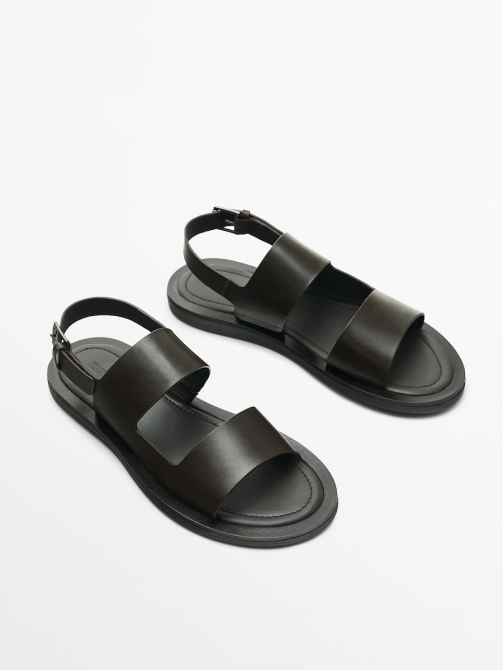 Black leather Massimo Dutti sandals