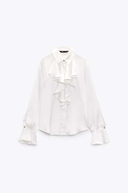 White ruffle Zara top