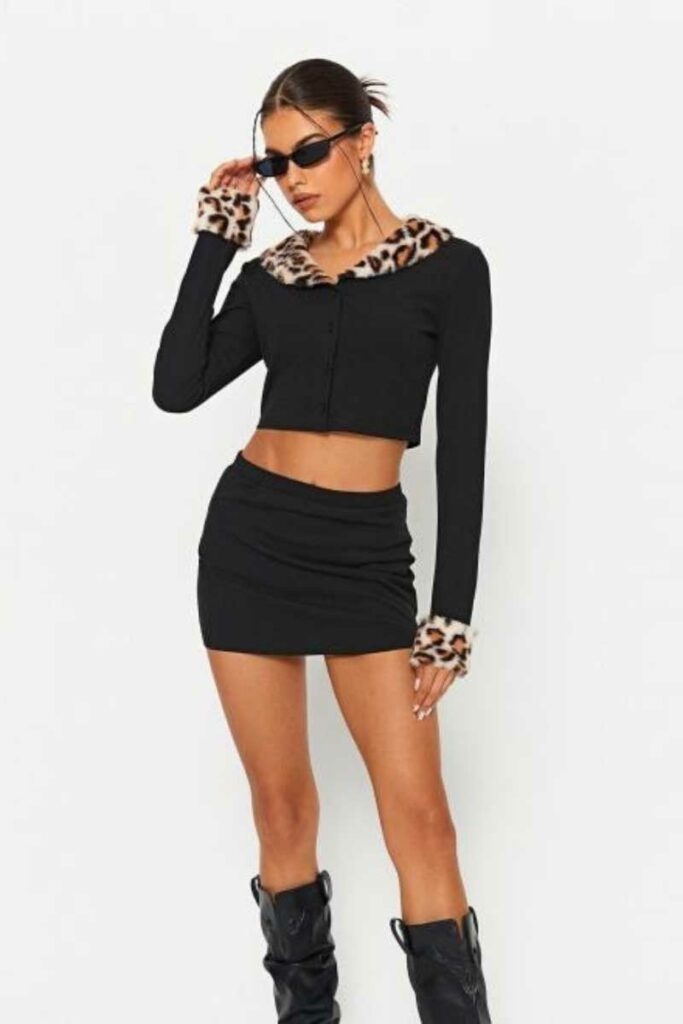 Leopard Print Skirt Set