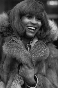 10th February 1978:  Rock star Tina Turner wrapped in furs as she arrives at Heathrow airport. She is in the UK to give two concerts.  (Photo by Frank Tewkesbury/Evening Standard/Getty Images)