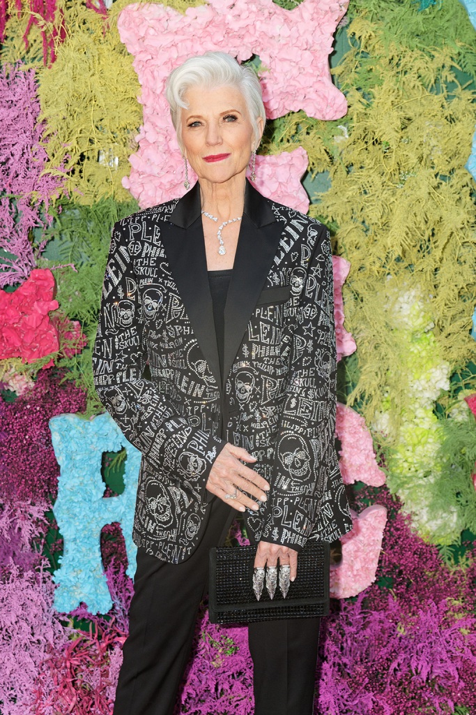 Maye Musk attends the photocall of the Philipp Plein Resort 2023 show during the 76th annual Cannes Film Festival at la Jungle du Roi on May 26, 2023 in Cannes, France.