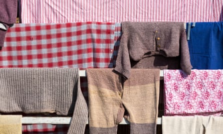 Knitwear on a clothes line